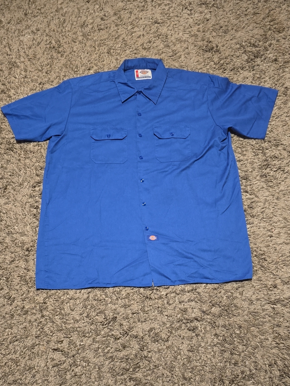 Dickies Men’s Short Sleeve Button-Front Shirt - Blue